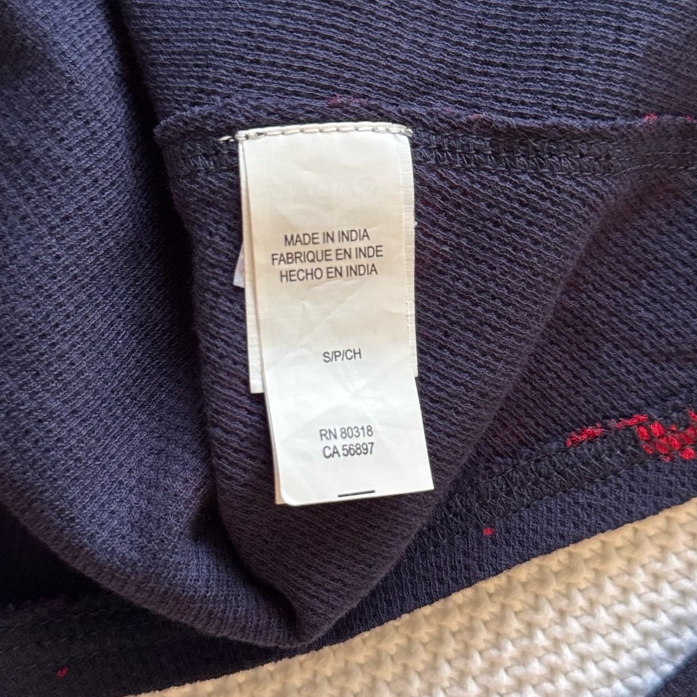 LUCKY BRAND Woven Navy & Red Fair Isle Knit Top Lightweight Thermal Tee - Picture 8 of 15